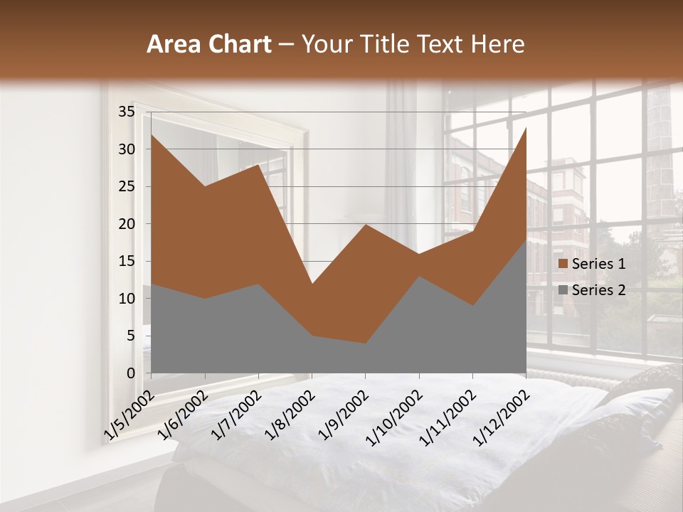 A Bedroom With A Bed And A Window PowerPoint Template