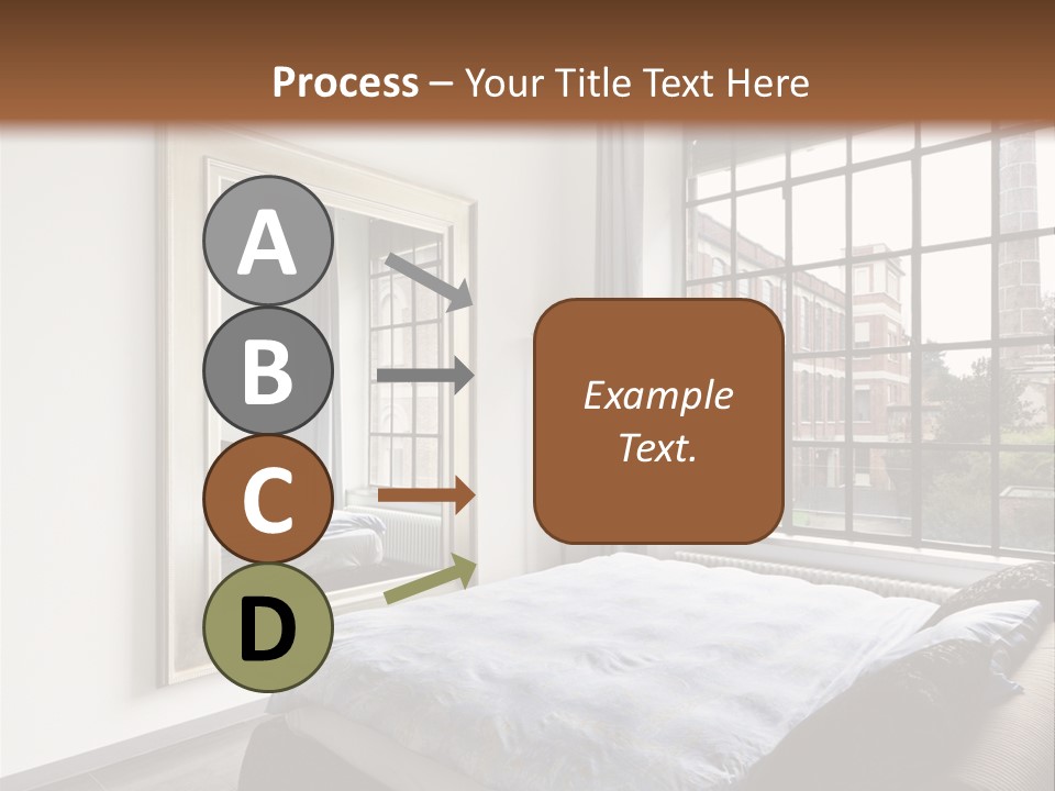 A Bedroom With A Bed And A Window PowerPoint Template