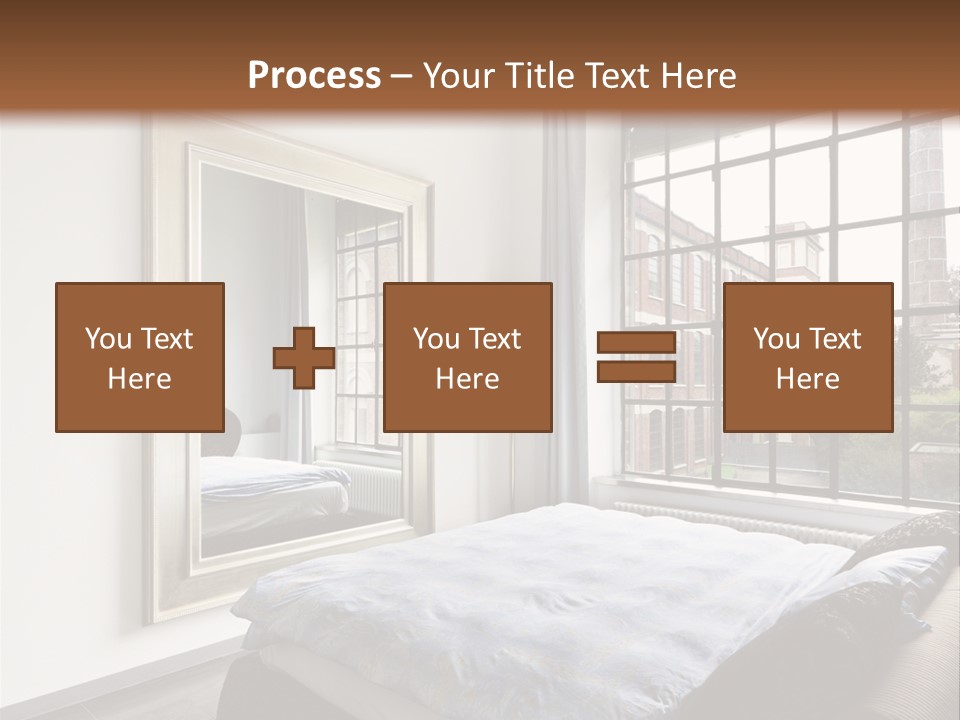 A Bedroom With A Bed And A Window PowerPoint Template