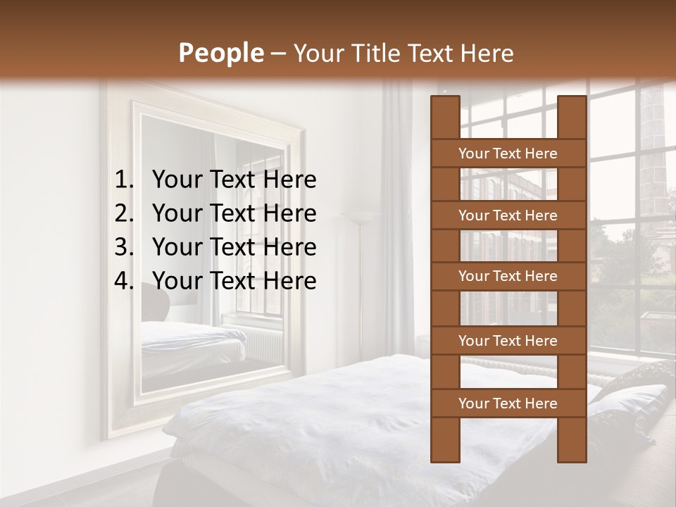 A Bedroom With A Bed And A Window PowerPoint Template