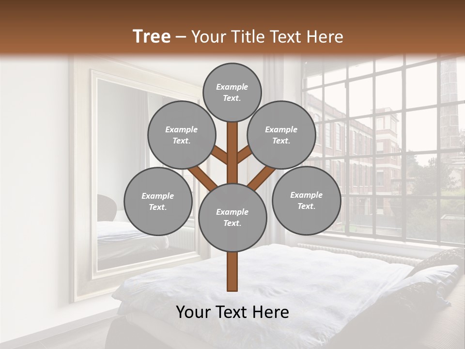 A Bedroom With A Bed And A Window PowerPoint Template
