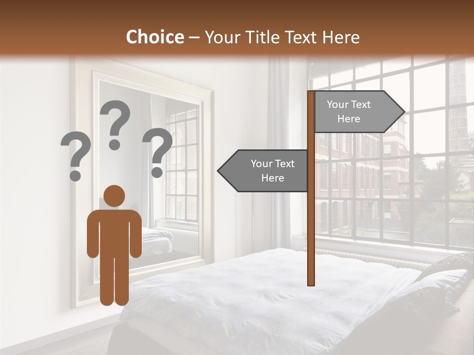 A Bedroom With A Bed And A Window PowerPoint Template