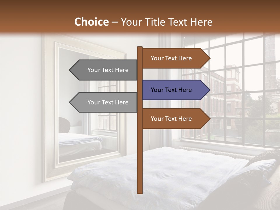 A Bedroom With A Bed And A Window PowerPoint Template