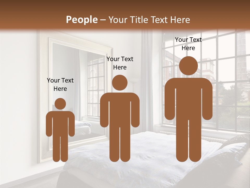 A Bedroom With A Bed And A Window PowerPoint Template