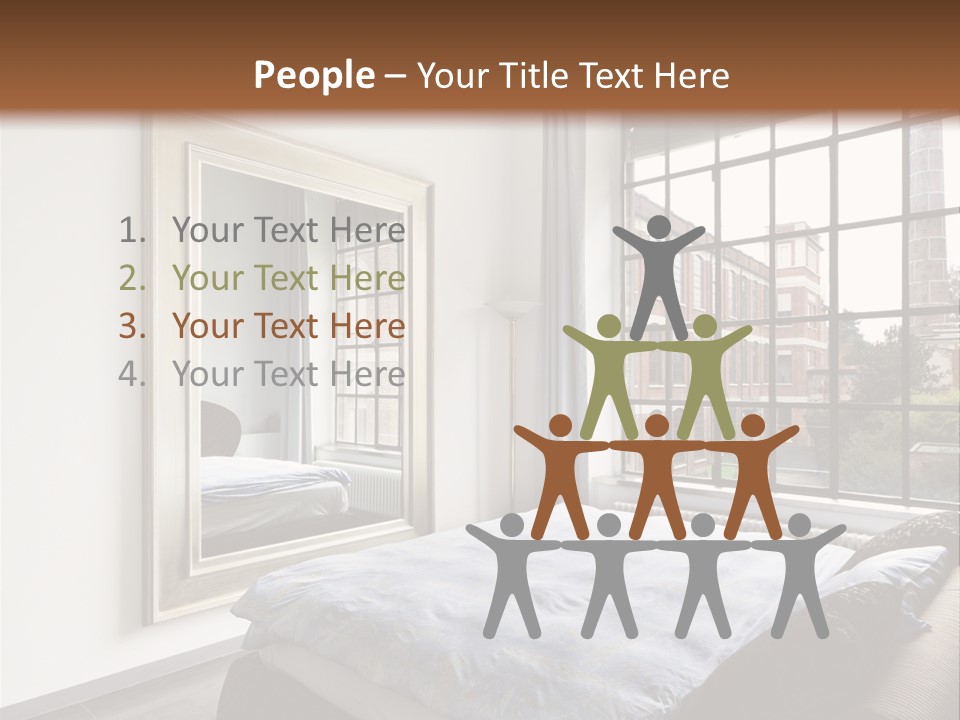 A Bedroom With A Bed And A Window PowerPoint Template