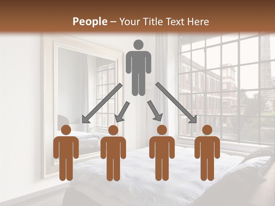 A Bedroom With A Bed And A Window PowerPoint Template