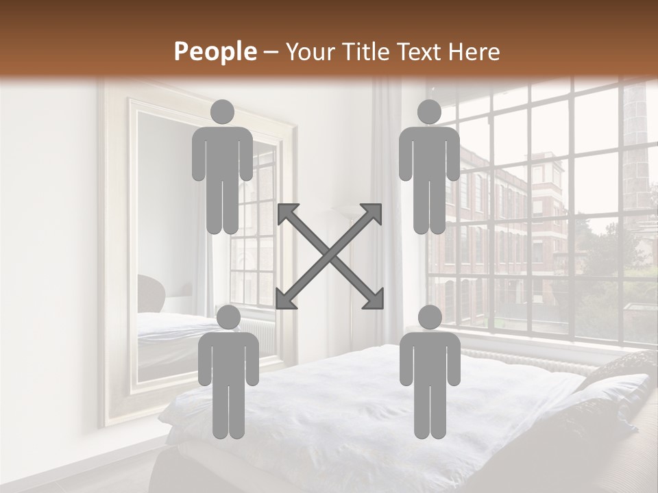 A Bedroom With A Bed And A Window PowerPoint Template