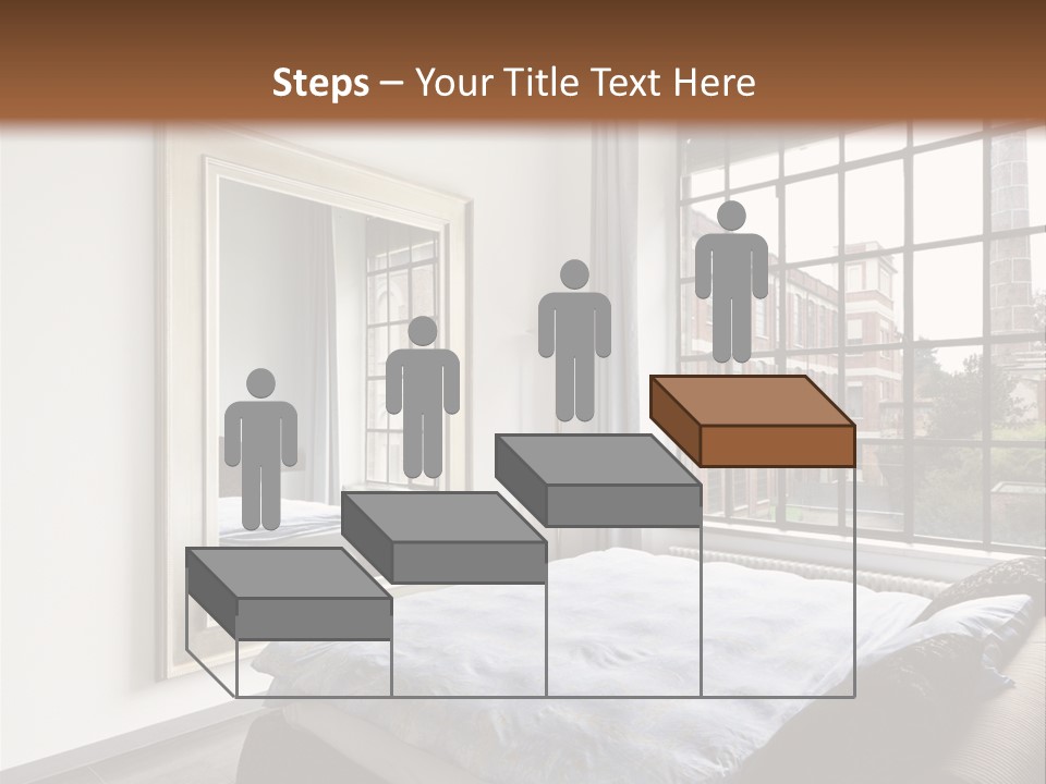 A Bedroom With A Bed And A Window PowerPoint Template