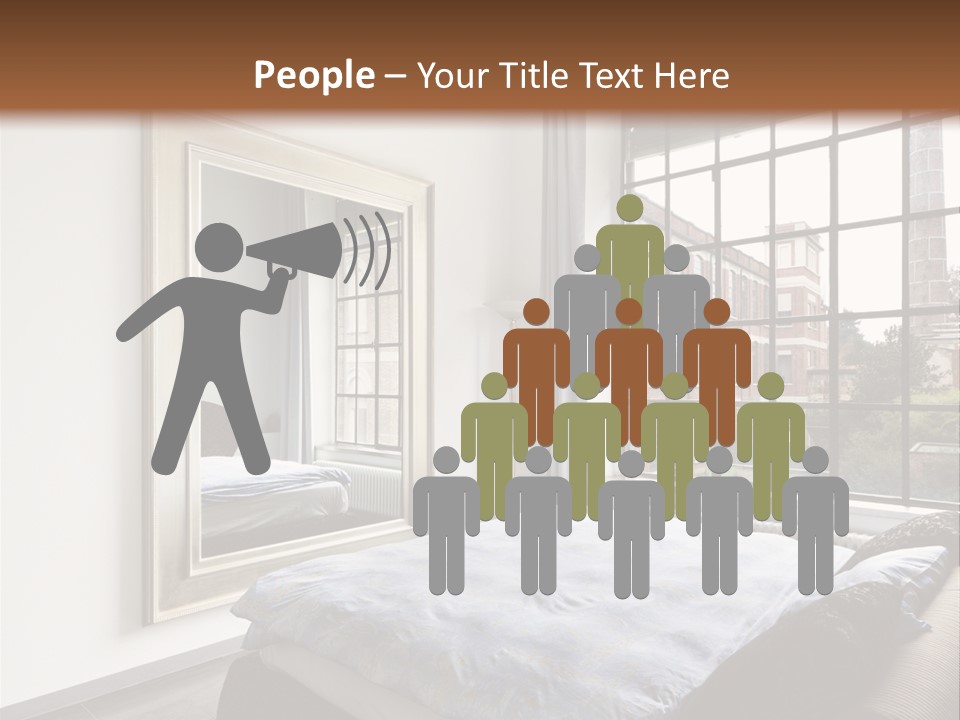 A Bedroom With A Bed And A Window PowerPoint Template