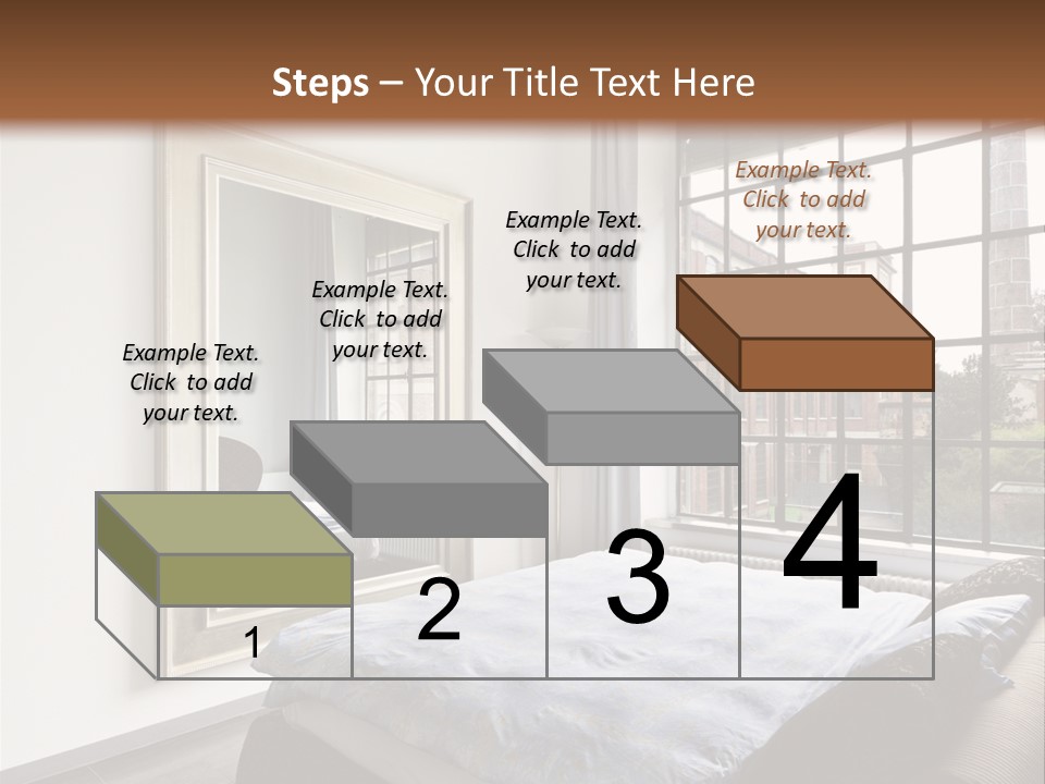 A Bedroom With A Bed And A Window PowerPoint Template