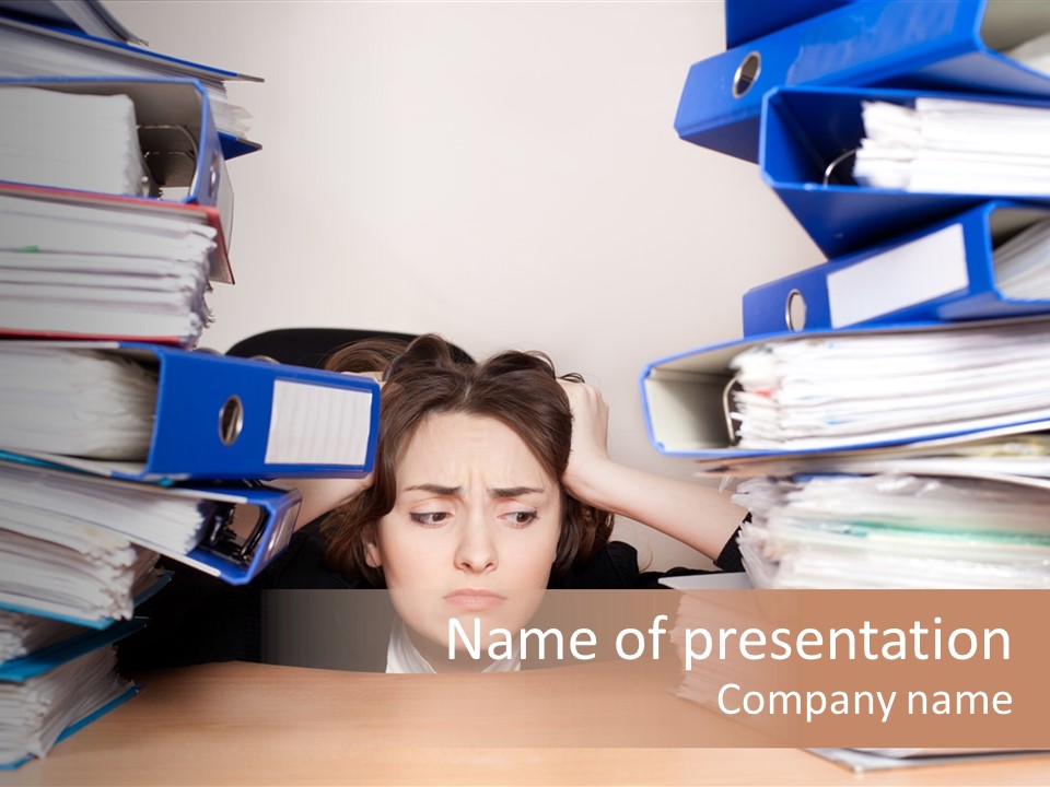 Despair Pressure Businesswoman PowerPoint Template