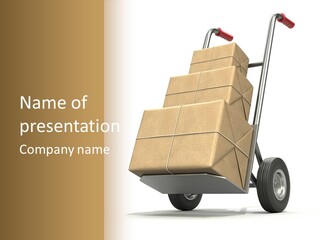 A Cart With Boxes On It And A White Background PowerPoint Template