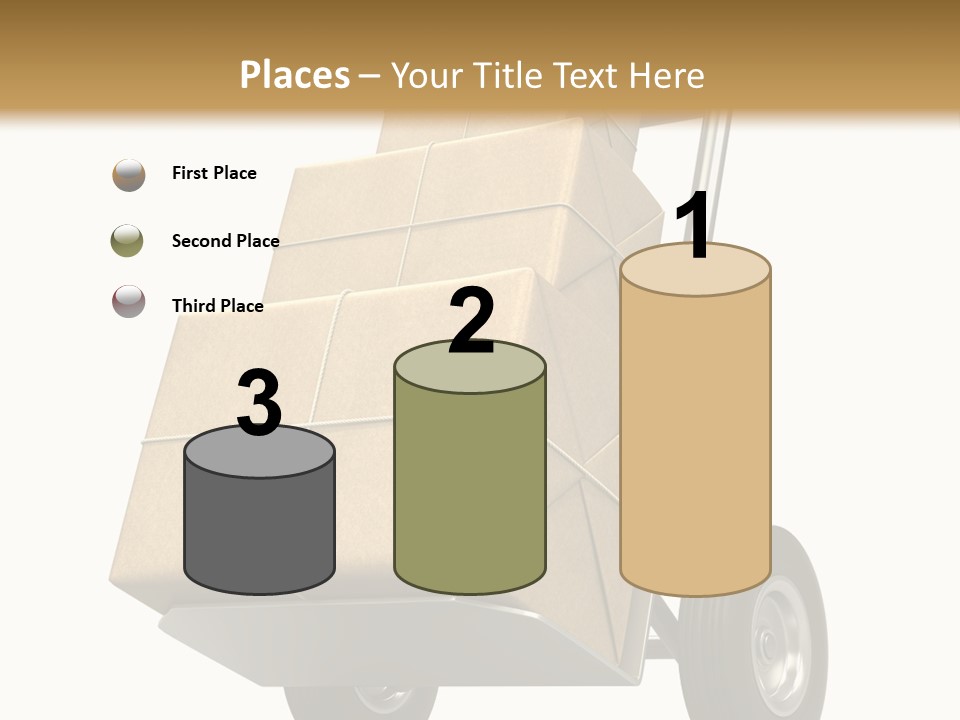A Cart With Boxes On It And A White Background PowerPoint Template