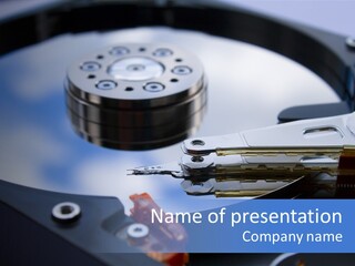 Hard Drive Close Up Technology PowerPoint Template