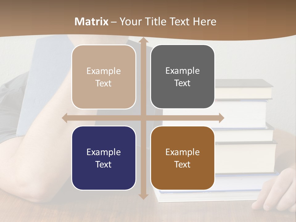 A Person Sitting At A Table With A Stack Of Books PowerPoint Template