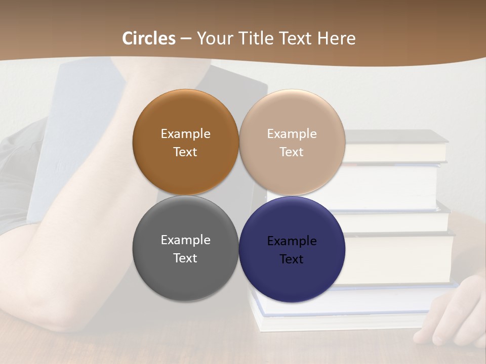 A Person Sitting At A Table With A Stack Of Books PowerPoint Template