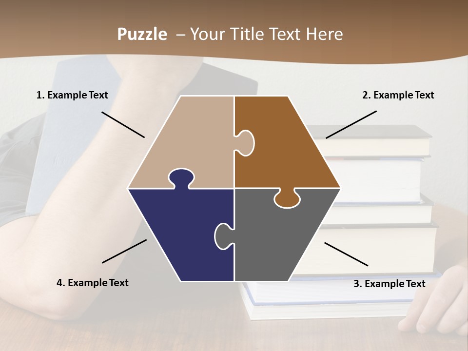 A Person Sitting At A Table With A Stack Of Books PowerPoint Template