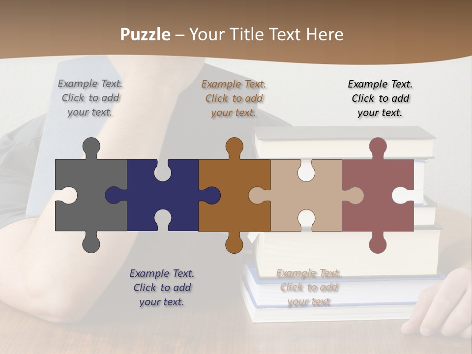 A Person Sitting At A Table With A Stack Of Books PowerPoint Template