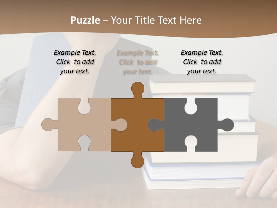 A Person Sitting At A Table With A Stack Of Books PowerPoint Template