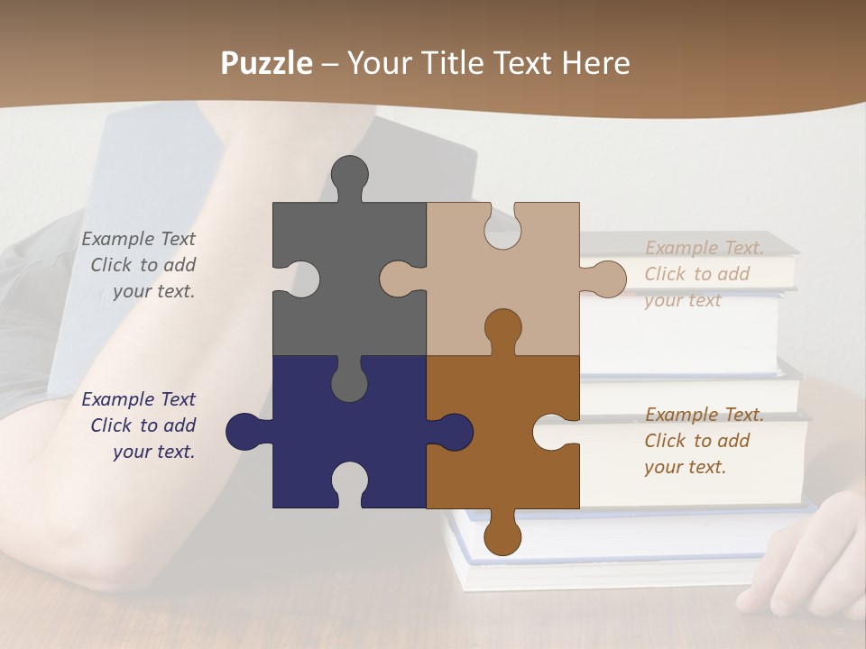 A Person Sitting At A Table With A Stack Of Books PowerPoint Template