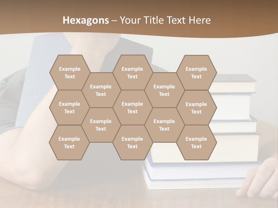 A Person Sitting At A Table With A Stack Of Books PowerPoint Template