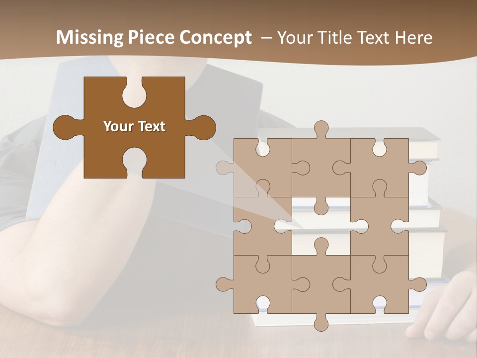 A Person Sitting At A Table With A Stack Of Books PowerPoint Template