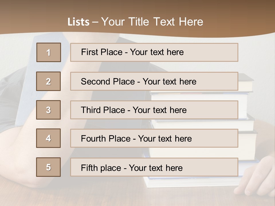 A Person Sitting At A Table With A Stack Of Books PowerPoint Template