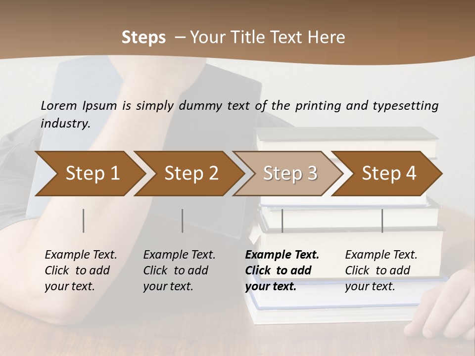 A Person Sitting At A Table With A Stack Of Books PowerPoint Template