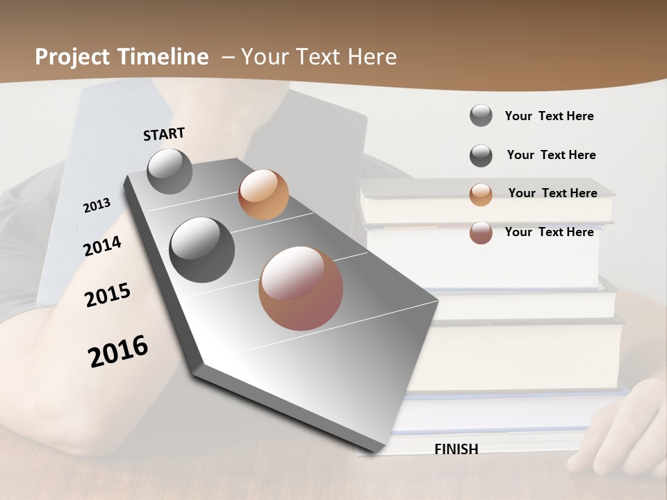 A Person Sitting At A Table With A Stack Of Books PowerPoint Template