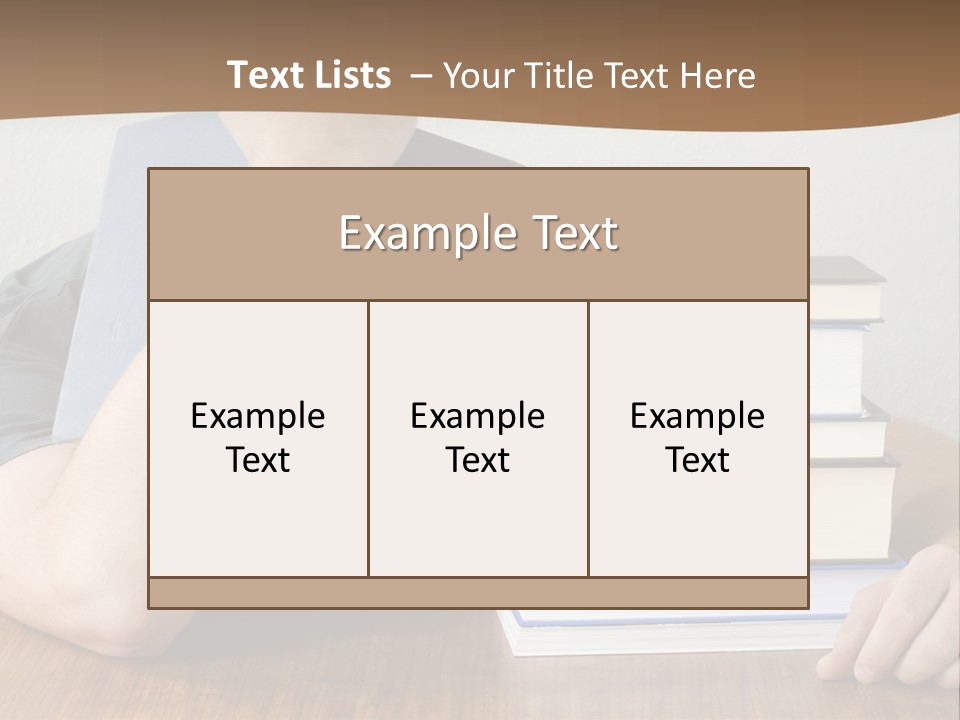 A Person Sitting At A Table With A Stack Of Books PowerPoint Template
