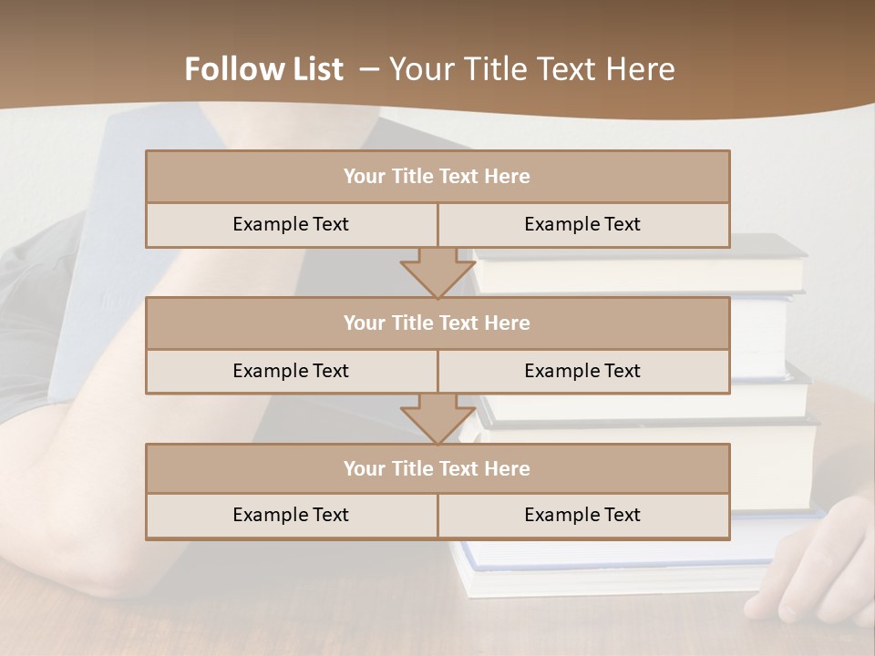A Person Sitting At A Table With A Stack Of Books PowerPoint Template