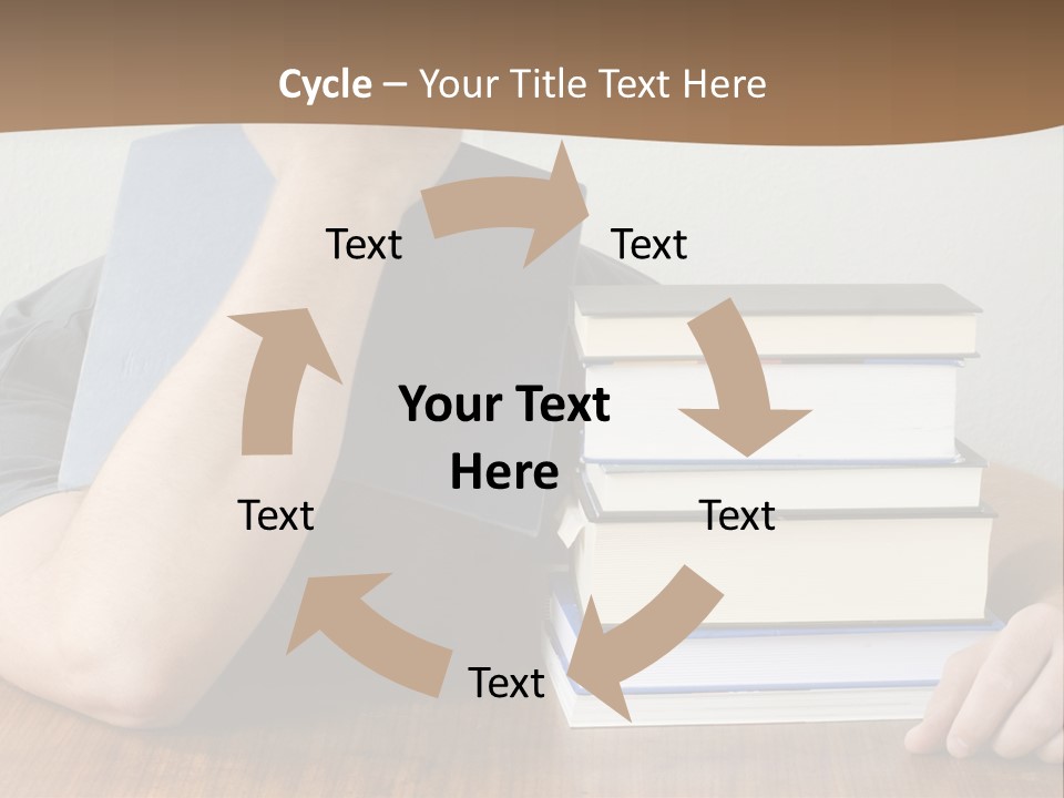 A Person Sitting At A Table With A Stack Of Books PowerPoint Template