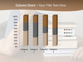 A Person Sitting At A Table With A Stack Of Books PowerPoint Template