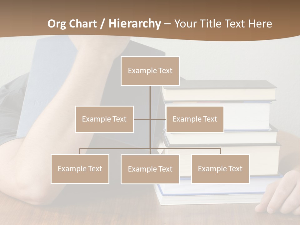 A Person Sitting At A Table With A Stack Of Books PowerPoint Template