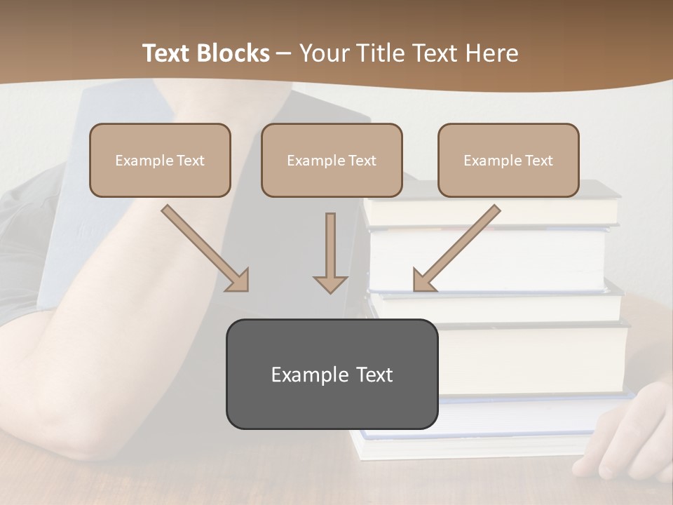 A Person Sitting At A Table With A Stack Of Books PowerPoint Template