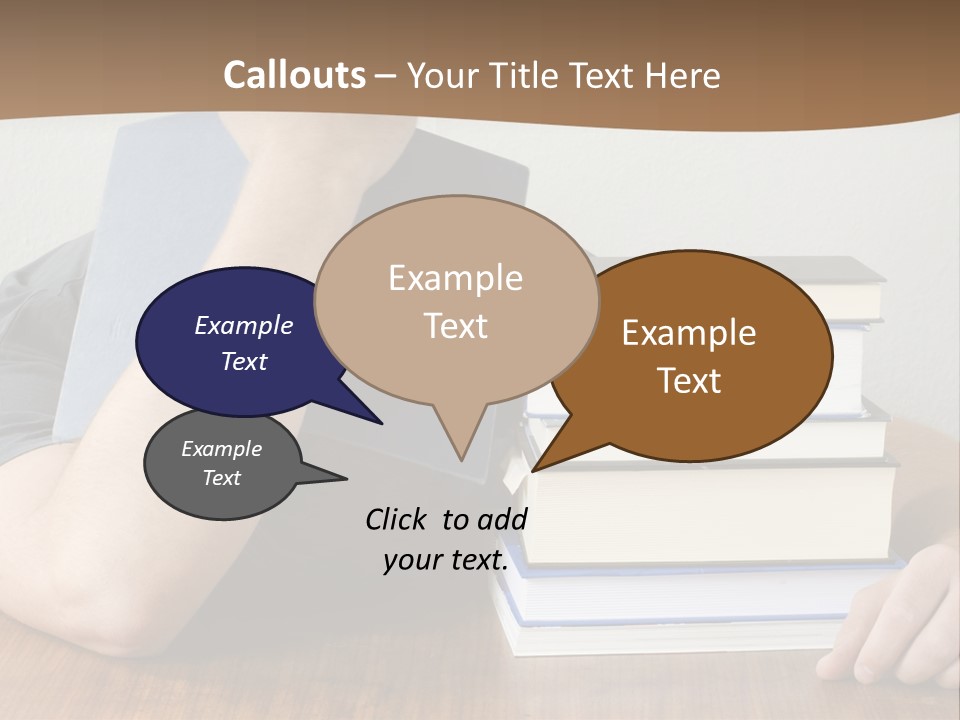 A Person Sitting At A Table With A Stack Of Books PowerPoint Template