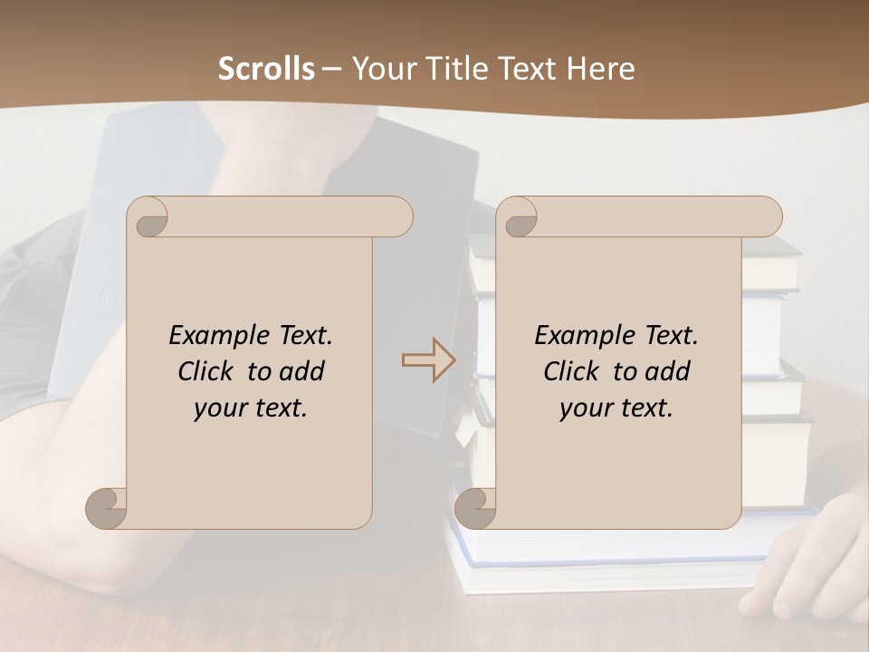 A Person Sitting At A Table With A Stack Of Books PowerPoint Template