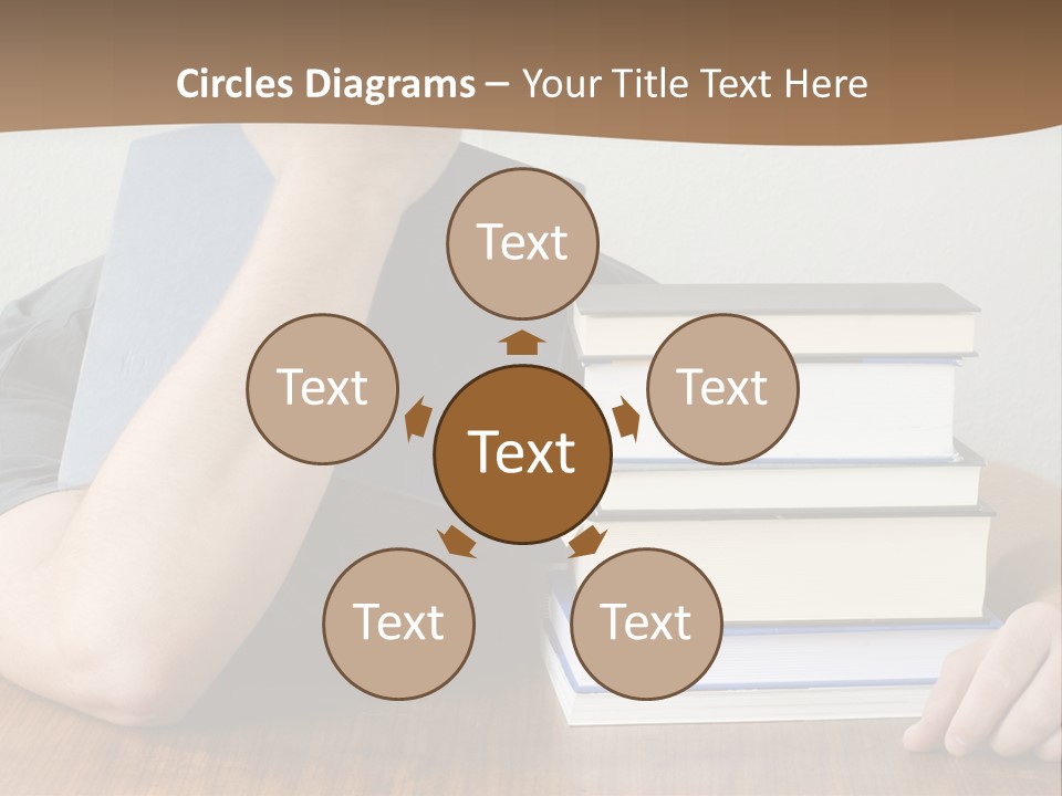 A Person Sitting At A Table With A Stack Of Books PowerPoint Template