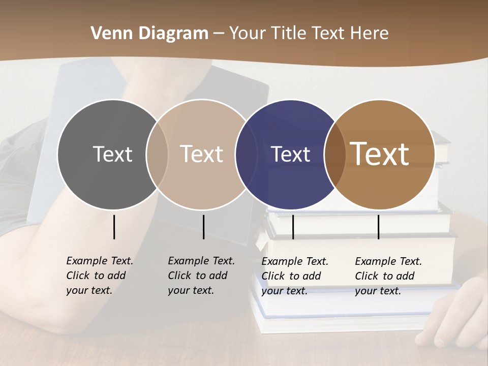 A Person Sitting At A Table With A Stack Of Books PowerPoint Template