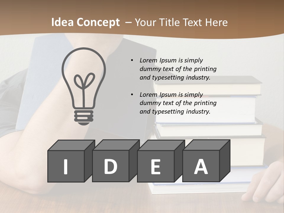 A Person Sitting At A Table With A Stack Of Books PowerPoint Template