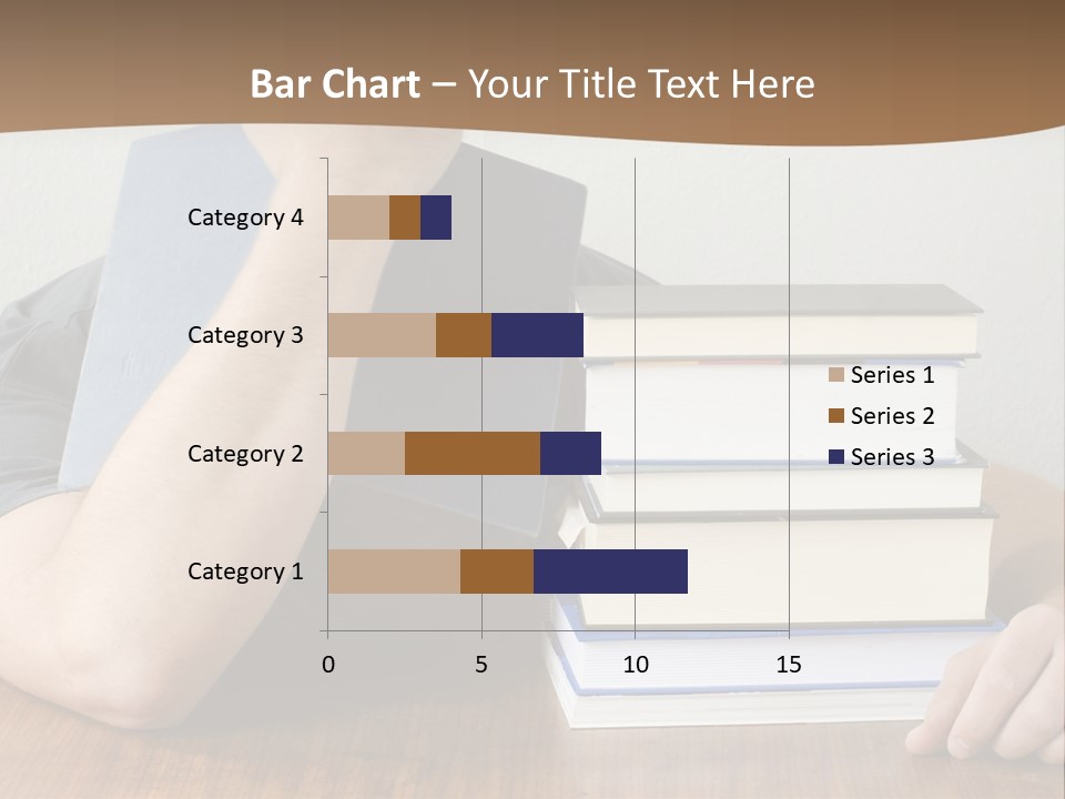 A Person Sitting At A Table With A Stack Of Books PowerPoint Template