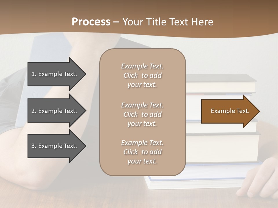 A Person Sitting At A Table With A Stack Of Books PowerPoint Template