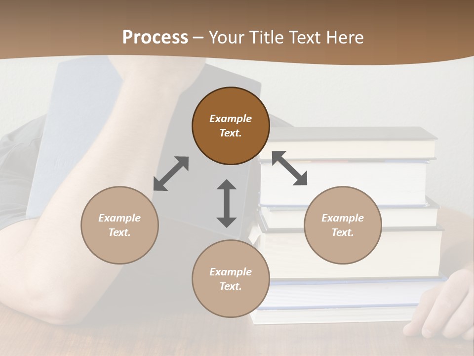 A Person Sitting At A Table With A Stack Of Books PowerPoint Template