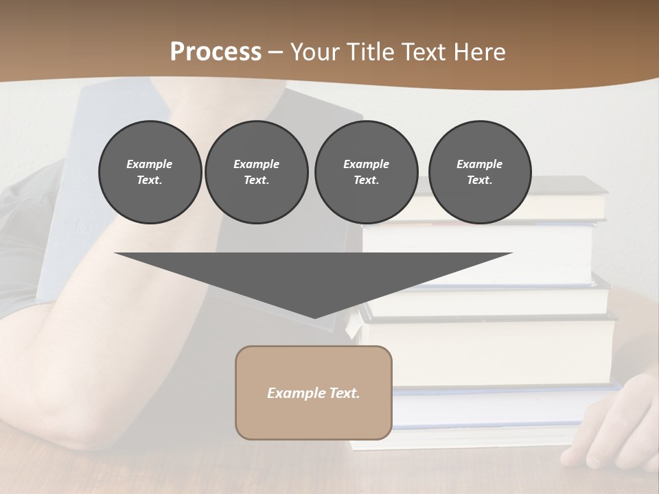 A Person Sitting At A Table With A Stack Of Books PowerPoint Template
