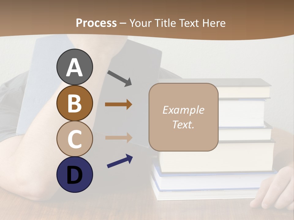 A Person Sitting At A Table With A Stack Of Books PowerPoint Template