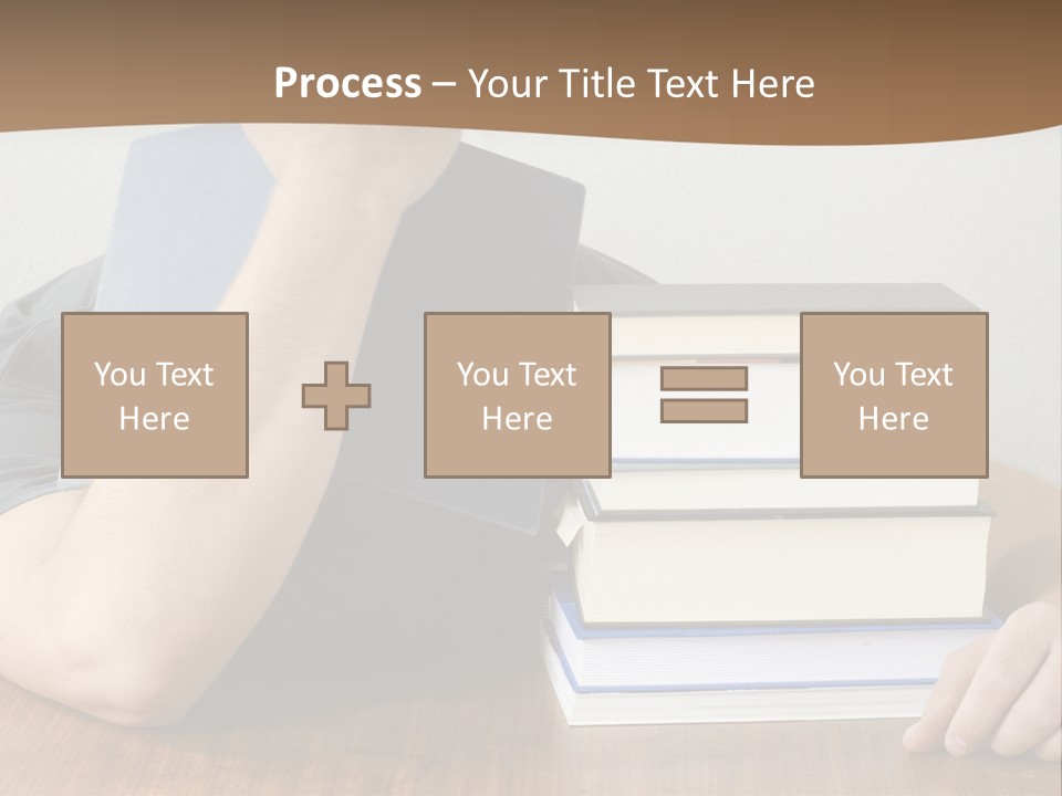A Person Sitting At A Table With A Stack Of Books PowerPoint Template
