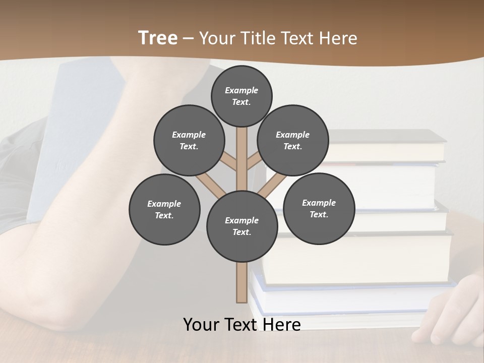 A Person Sitting At A Table With A Stack Of Books PowerPoint Template