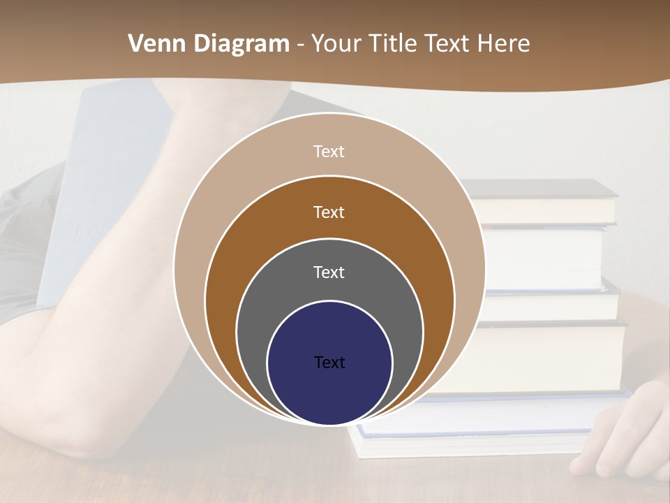 A Person Sitting At A Table With A Stack Of Books PowerPoint Template