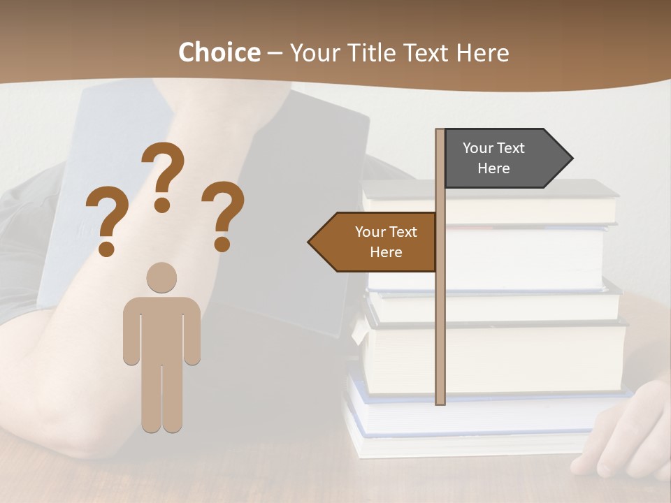 A Person Sitting At A Table With A Stack Of Books PowerPoint Template