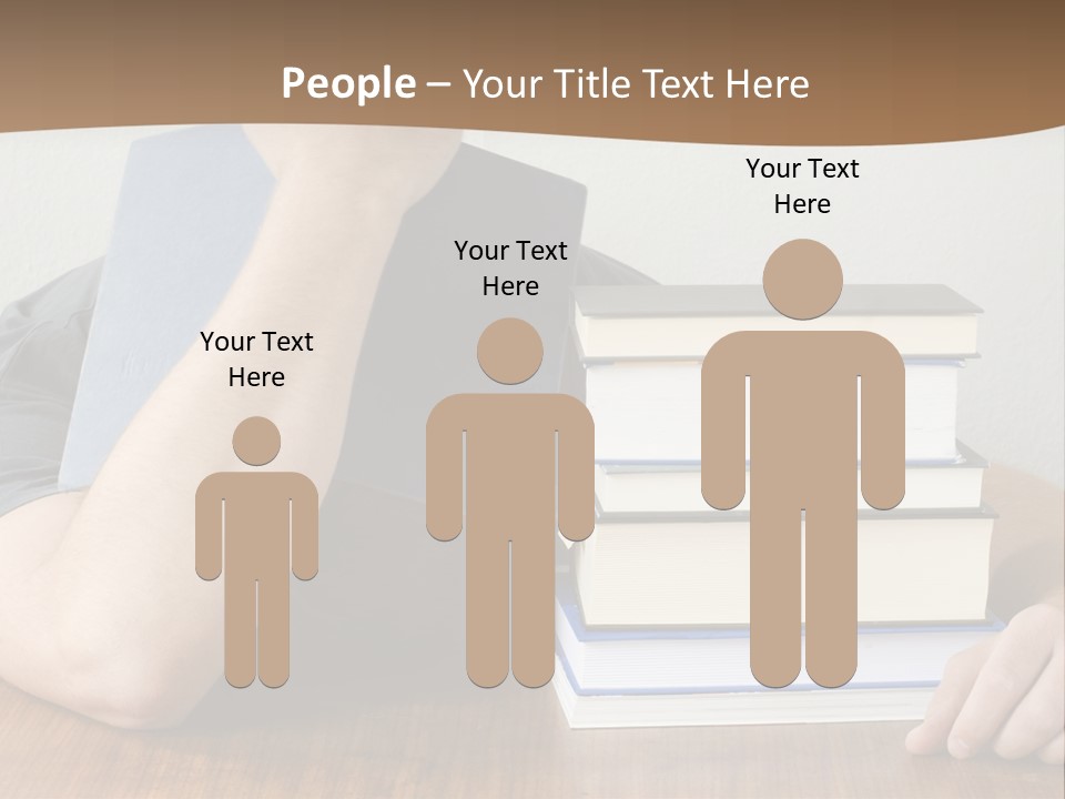 A Person Sitting At A Table With A Stack Of Books PowerPoint Template